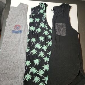 Palm Tree Print Kids Tank Top - Black and Green